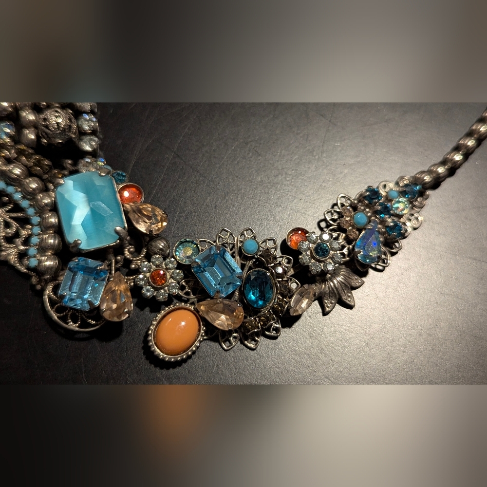 Sorrelli Statement Necklace with Blue and Orange Accents - Picture 4 of 8